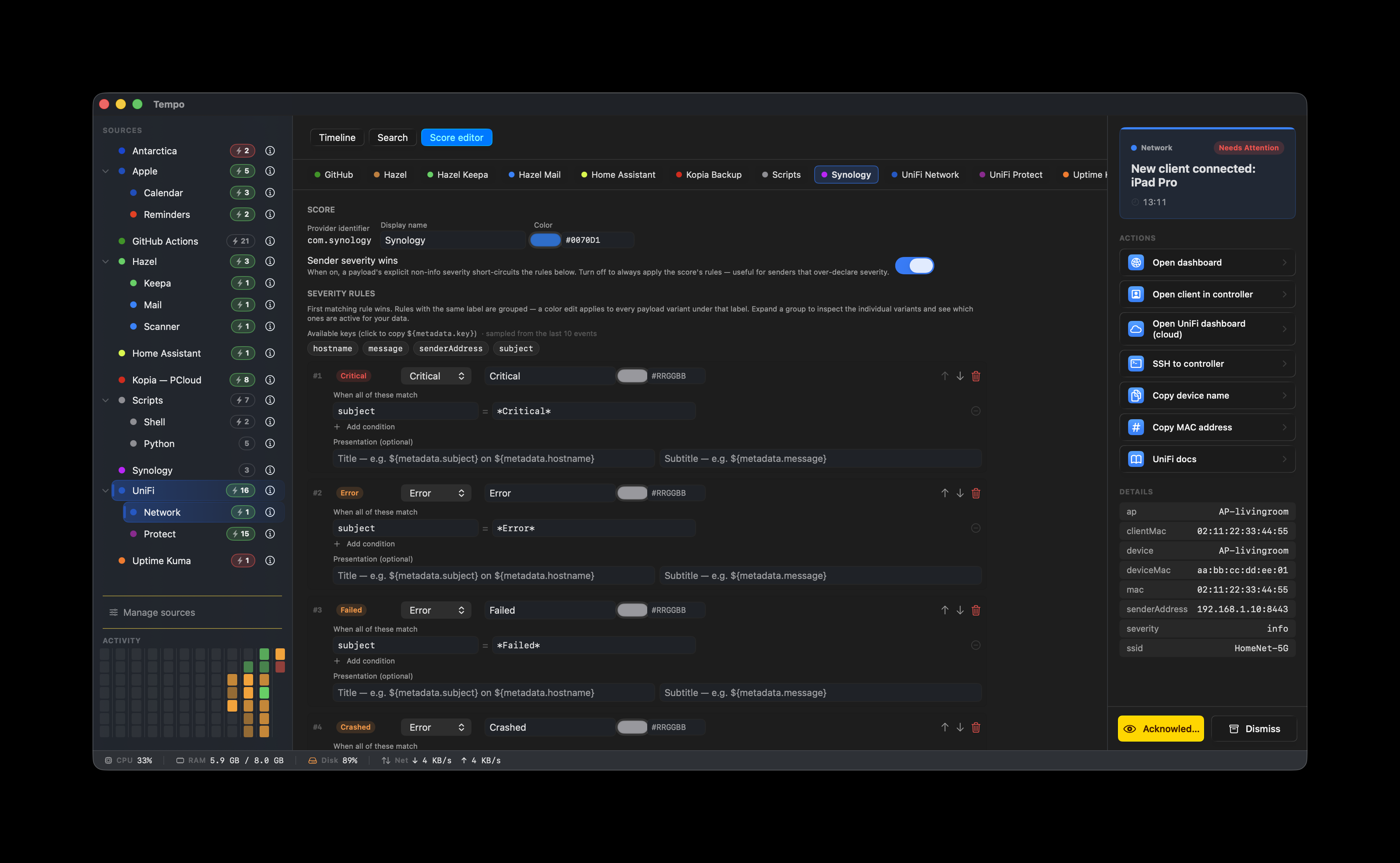 Score Editor: Synology