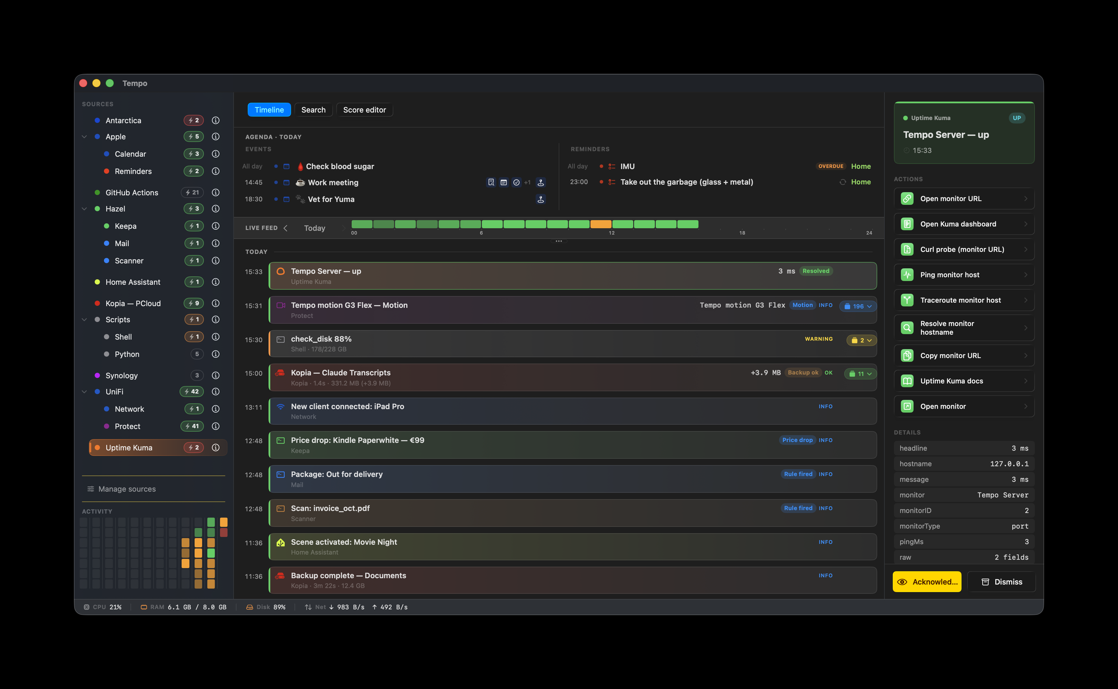 Uptime Kuma: host recovered